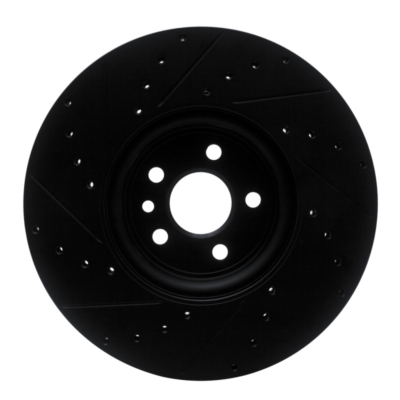 Jaguar F-Pace Brake Rotor (1) - Front Right - R1 Concepts - Drilled & Slotted - Black - `17-`20